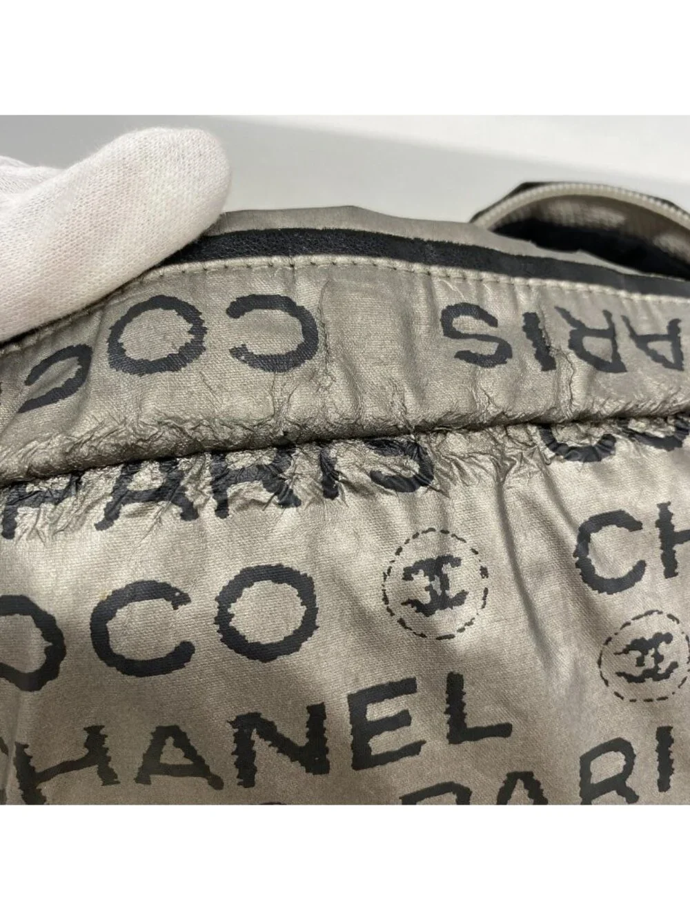 Chanel Shoulder Bag Unlimited Nylon Gray Silver